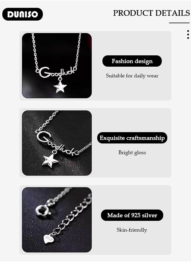 DUNISO 925 Pure Silver Necklace, Fashion Dainty Necklace, Jewelry Hypoallergenic Necklace,  Ideal Gift for Women, Girls, Valentines, Mother's Day, Birthday Gifts  - Image 2