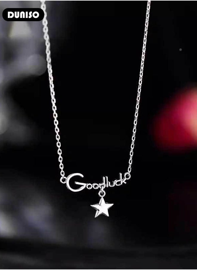 DUNISO 925 Pure Silver Necklace, Fashion Dainty Necklace, Jewelry Hypoallergenic Necklace,  Ideal Gift for Women, Girls, Valentines, Mother's Day, Birthday Gifts  - Image 3