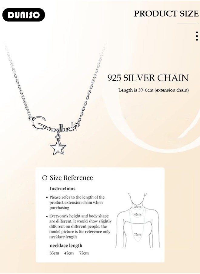 DUNISO 925 Pure Silver Necklace, Fashion Dainty Necklace, Jewelry Hypoallergenic Necklace,  Ideal Gift for Women, Girls, Valentines, Mother's Day, Birthday Gifts  - Image 4