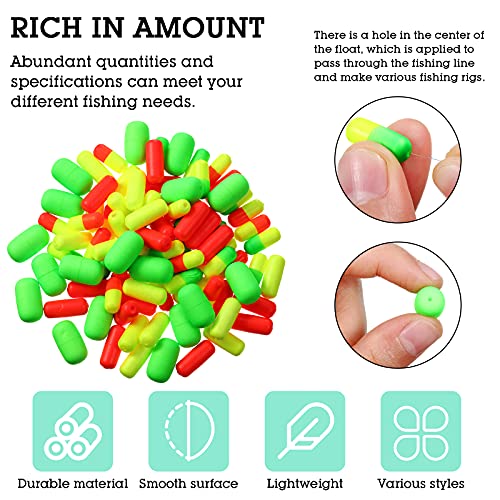 Skylety 100 Pieces Pompano Rig Floats Surf Fishing Pill Floats Snell Floats Making Kit for Trout Catfish Walleye (Red Yellow, Green Yellow, Red, Yellow, Green) - Image 3