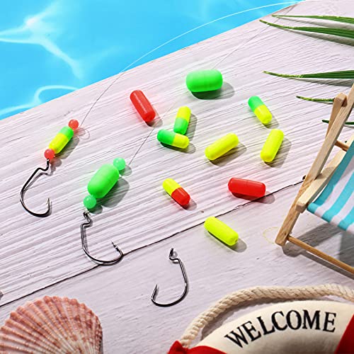 Skylety 100 Pieces Pompano Rig Floats Surf Fishing Pill Floats Snell Floats Making Kit for Trout Catfish Walleye (Red Yellow, Green Yellow, Red, Yellow, Green) - Image 5