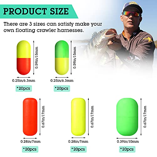 Skylety 100 Pieces Pompano Rig Floats Surf Fishing Pill Floats Snell Floats Making Kit for Trout Catfish Walleye (Red Yellow, Green Yellow, Red, Yellow, Green) - Image 2