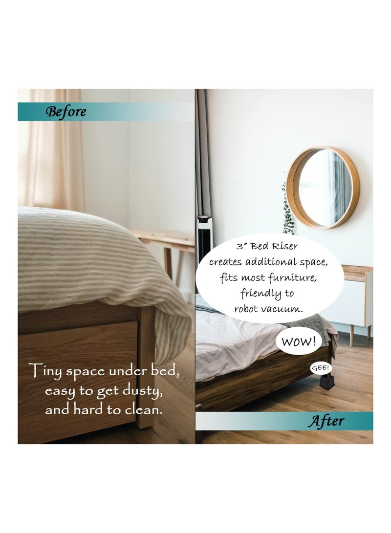 4 قطع من رافعات السرير شديدة التحمل، رافعة إطار الأثاث المربع، رافعات السرير القوية، رافعة إطار الأثاث، رافعات السرير المربعة، رافعات السرير المربعة القوية للسرير والأريكة والكرسي والمكتب والأريكة وعمود السرير بطابقين - Image 2