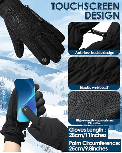 Halfchet 4 Pcs Winter Skiing Accessories Set Balaclava Face Mask and Thermal Touchscreen Ski Gloves, Breathable Fleece Full Face Cover Cold Weather Ski Gear for Men Snowboarding Skiing Cycling - Image 5