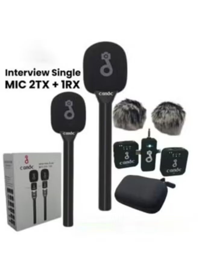 كاند سي نظام ميكروفون لافاليير لاسلكي 3 في 1 للمقابلات - ميكروفونان لاسلكيان مزدوجان مع تقنية إلغاء الضوضاء المتقدمة - يتضمن جهازي إرسال وجهاز استقبال واحد مع عمر بطارية يصل إلى 8 ساعات - متوافق مع الهواتف الذكية والكاميرات وأجهزة الكمبيوتر المحمولة - مثالي للتدوين بالفيديو ويوتيوب وتيك توك والبث الصوتي والبث المباشر والمقابلات المهنية - Image 5