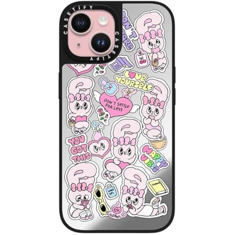 Casetify Mirror iPhone 15 Case 【Reflective / 4.9ft Drop Protection/Compatible with Magsafe】 - You Got This - Silver on Black - Image 1