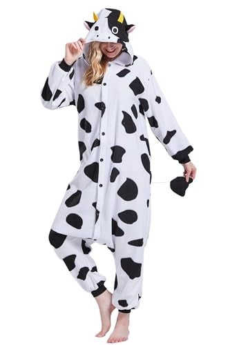 Magicalani Cow Onesie Pajamas for Adults - Unisex Animal Cosplay Sleepwear, Christmas Halloween Costume - Image 1