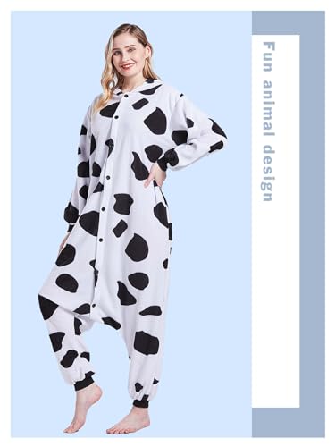 Magicalani Cow Onesie Pajamas for Adults - Unisex Animal Cosplay Sleepwear, Christmas Halloween Costume - Image 2