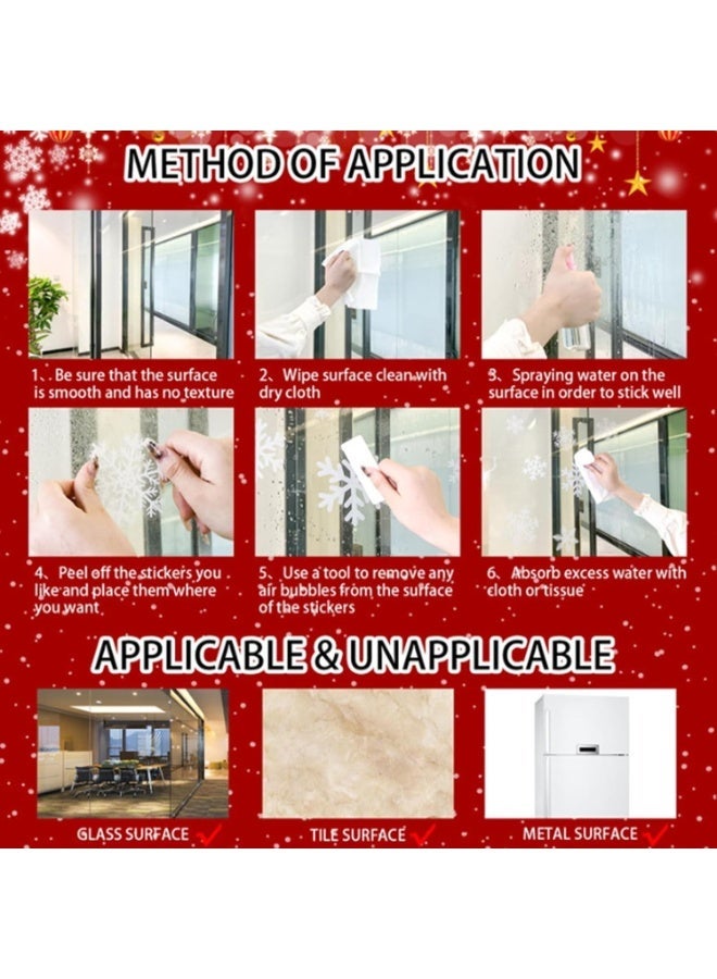 9 Sheets Christmas Window Clings-Static Sticker Set with Bells, Reindeer, Santa, Snowflakes & Snowman for Holiday Party Decor (Blue) - Image 3