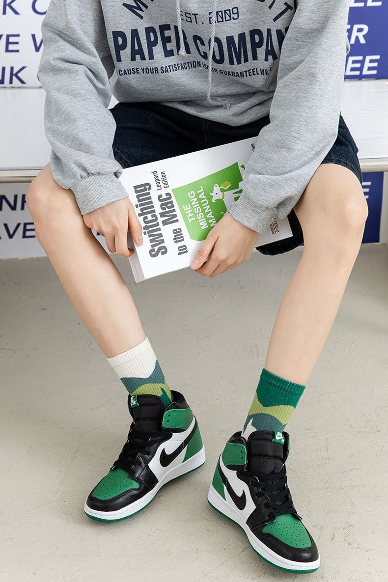 YANCI 4 Pair 100% Cotton Socks for both Men and Women: Mid-calf socks, trendy, moisture-wicking and sweat-wicking, suitable for all seasons - Image 3