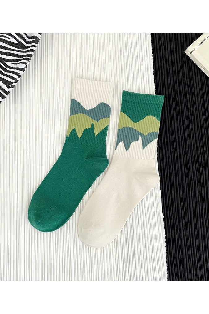 YANCI 4 Pair 100% Cotton Socks for both Men and Women: Mid-calf socks, trendy, moisture-wicking and sweat-wicking, suitable for all seasons - Image 5