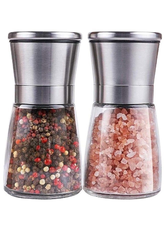 XiuWoo Pack Of 2 Salt And Pepper Grinder Set Clear/Silver,180ml - Image 1