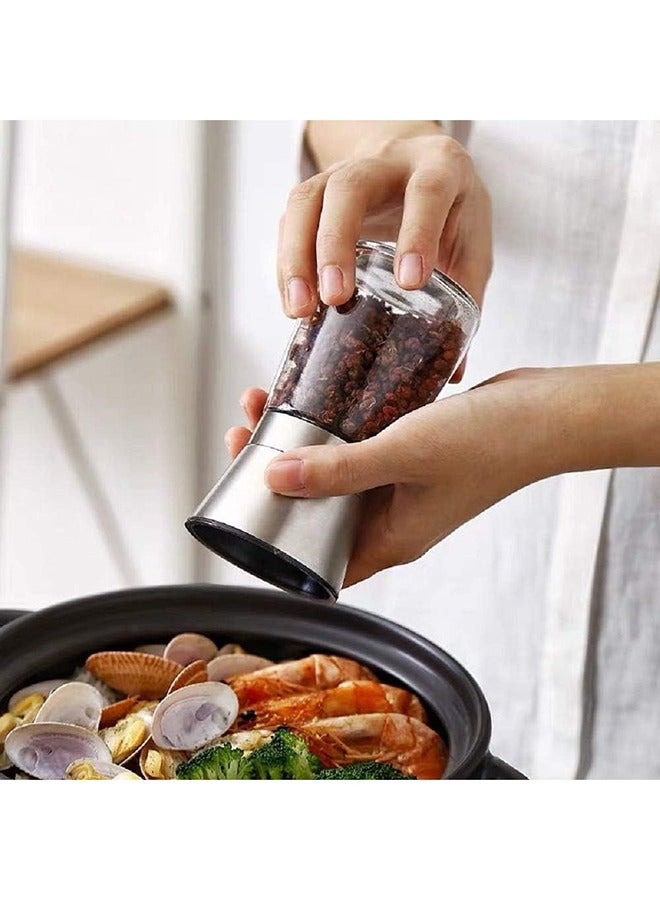 XiuWoo Pack Of 2 Salt And Pepper Grinder Set Clear/Silver,180ml - Image 5