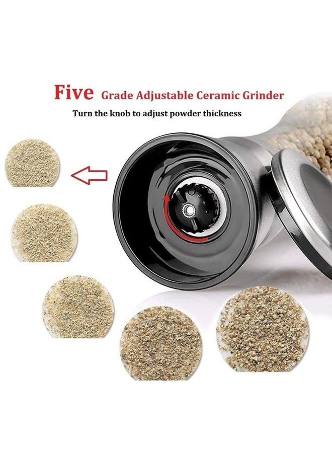 XiuWoo Pack Of 2 Salt And Pepper Grinder Set Clear/Silver,180ml - Image 4