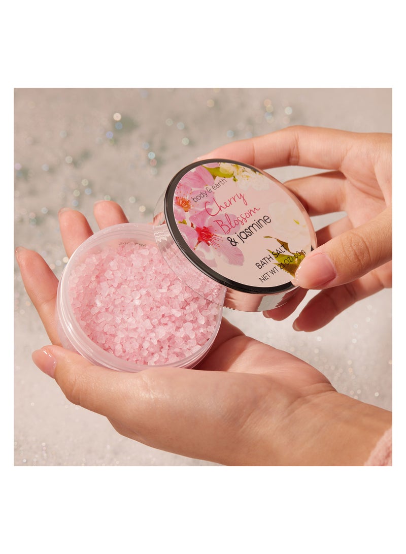 BODY & EARTH Gift Basket for Women-Spa Gift Baskets Body&Earth 8 Pcs Women Bath Sets with Cherry Blossom&Jasmine Scent Bubble Bath,Shower Gel,Body & Hand Lotion,Bath Salts,Gifts Set for Women  - Image 5