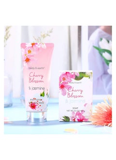 BODY & EARTH Gift Basket for Women-Spa Gift Baskets Body&Earth 8 Pcs Women Bath Sets with Cherry Blossom&Jasmine Scent Bubble Bath,Shower Gel,Body & Hand Lotion,Bath Salts,Gifts Set for Women  - Image 4