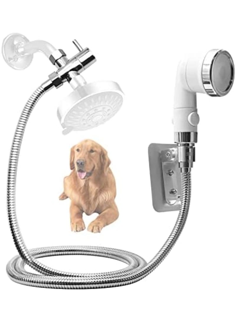 SYOSI Dog Shower Sprayer Set, Pet Shower Sprayer for Pet Bathing and Dog Washing, Brass Shower Head Diverter Valve & Handheld Shower Head & Shower Hose & Holder, Dog Clean Sprayer Kit for Washing - Image 1