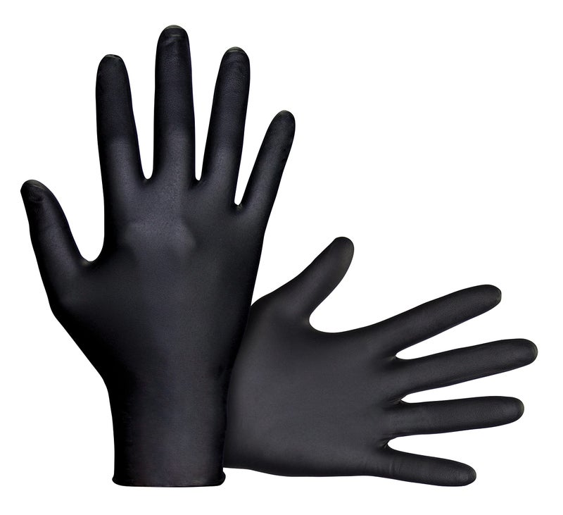 SAS Raven SAS66518 SAS Safety Powder Free Examination Black Nitrile Gloves 7 Mil Large