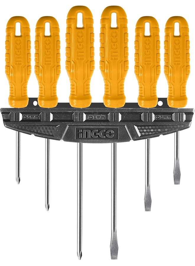 INGCO Ingco 6 Piece Professional And Multi-Purpose Portable Magnetic Screwdriver Set With Plastic Frame,Perfect For Office, Home, & Use  - Image 1