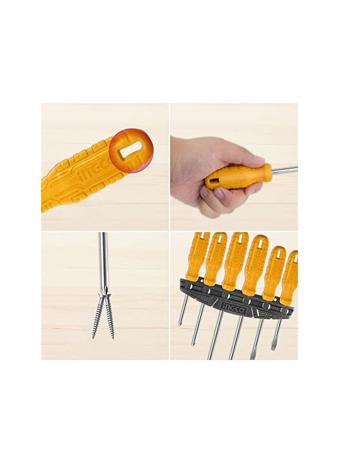 INGCO Ingco 6 Piece Professional And Multi-Purpose Portable Magnetic Screwdriver Set With Plastic Frame,Perfect For Office, Home, & Use  - Image 2