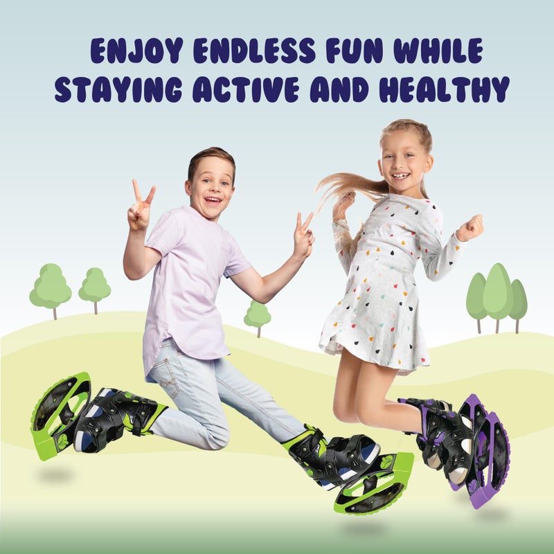 New Bounce Jumping Shoes - Kangaroo Jumping Shoes for Kids - Exercise Moon Shoes - Bouncy Shoes for Ages 8-12 - Size 1-6 (32-38 EU) Green - Image 5