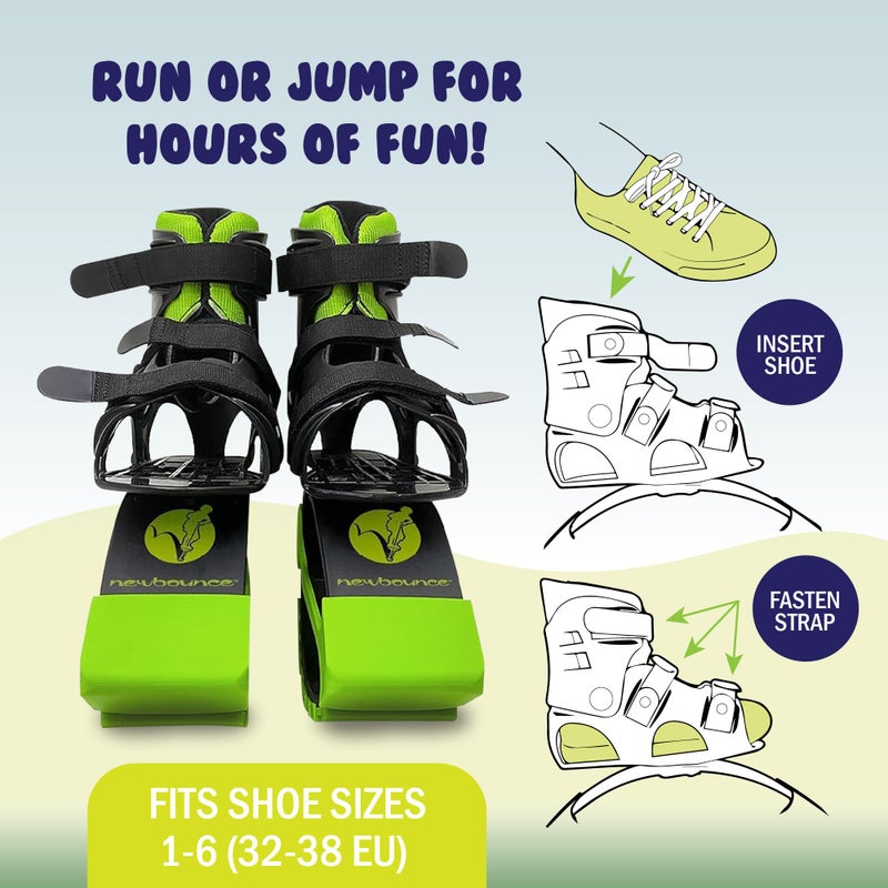 New Bounce Jumping Shoes - Kangaroo Jumping Shoes for Kids - Exercise Moon Shoes - Bouncy Shoes for Ages 8-12 - Size 1-6 (32-38 EU) Green - Image 2