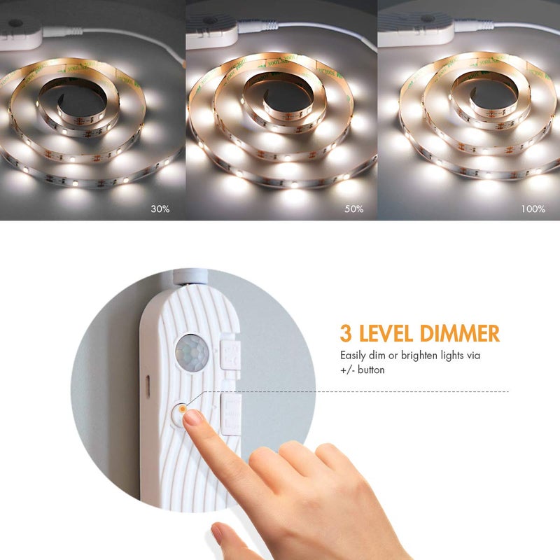 Sensky Motion Sensor Strip Lights Rechargeable Motion Activated LED Strip Light Dimmable Cabinet Light Strip for Wardrobe, Cabinet, Pantry, Closet(1M, Cool White) - Image 3