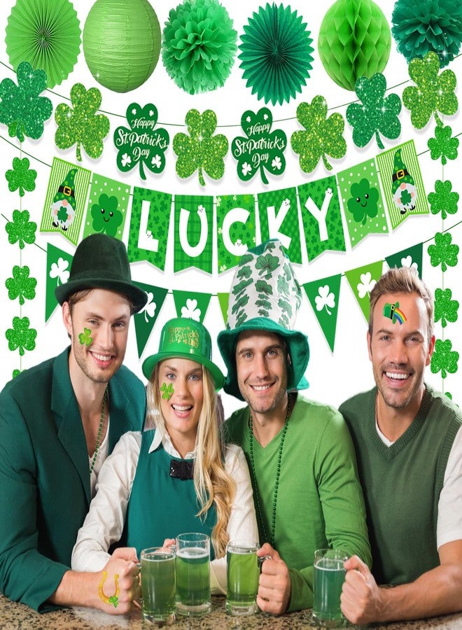 Bolake St Patricks Day Decorations Shamrocks Lucky Banner St Patricks Day Garlands Stickers Hanging Swirls Paper Fans Paper Lantern for St Patricks Day Decor Irish Lucky Day Party Decorations Supplies - Image 3
