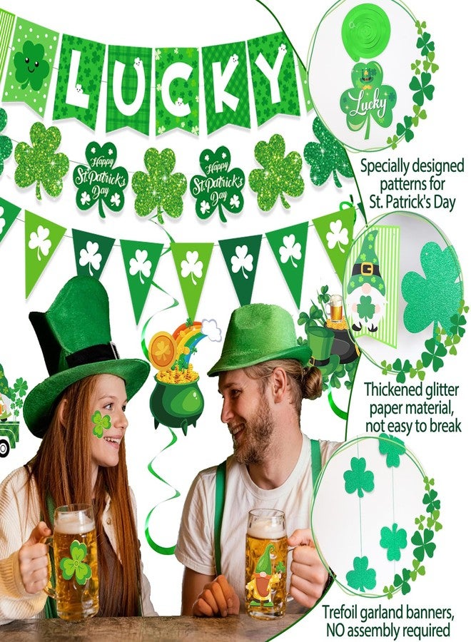 Bolake St Patricks Day Decorations Shamrocks Lucky Banner St Patricks Day Garlands Stickers Hanging Swirls Paper Fans Paper Lantern for St Patricks Day Decor Irish Lucky Day Party Decorations Supplies - Image 4