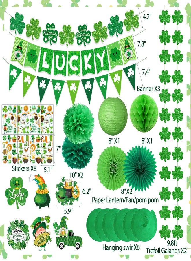 Bolake St Patricks Day Decorations Shamrocks Lucky Banner St Patricks Day Garlands Stickers Hanging Swirls Paper Fans Paper Lantern for St Patricks Day Decor Irish Lucky Day Party Decorations Supplies - Image 2