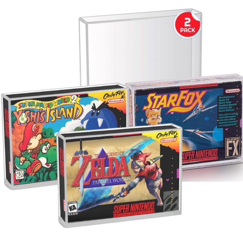 EVORETRO SNES N64 Game Storage Display Acrylic Protector Case Compatible with Nintendo N64 Game Holder SNES Game Storage Boxes 4MM Acrylic SNES Box Protector Clear Case 2 Pack - Image 2