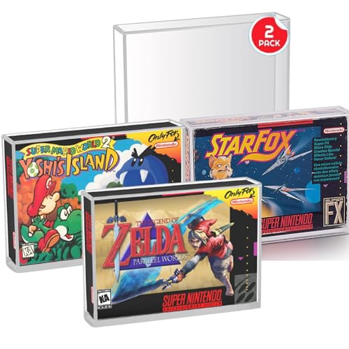 EVORETRO SNES N64 Game Storage Display Acrylic Protector Case Compatible with Nintendo N64 Game Holder SNES Game Storage Boxes 4MM Acrylic SNES Box Protector Clear Case 2 Pack - Image 1