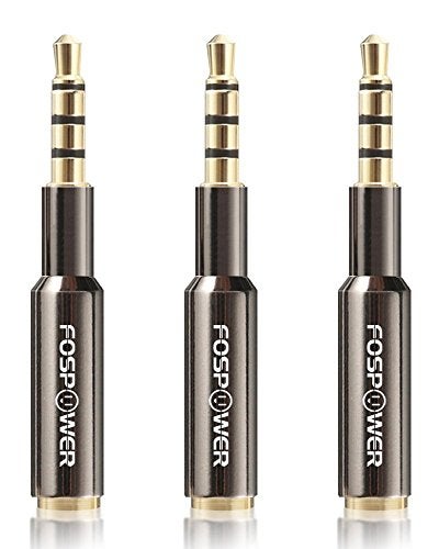 FosPower 3.5mm Male to Female Auxiliary Stereo Audio Headphone Jack AUX Adapter, 4-Conductor TRRS for iPhone, Smartphones, Tablets, Speakers, Microphone & Card Readers (3 Pack) - Image 1