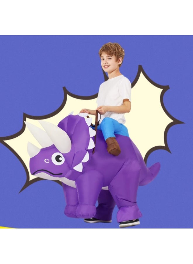 Funny Dress Funny Funny Dress Animal Mount Triceratops Dinosaur Children Inflatable Clothes Year Gift-Color:Purple Triceratops—adult - Image 3