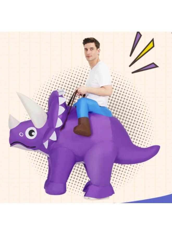 Funny Dress Funny Funny Dress Animal Mount Triceratops Dinosaur Children Inflatable Clothes Year Gift-Color:Purple Triceratops—adult - Image 4