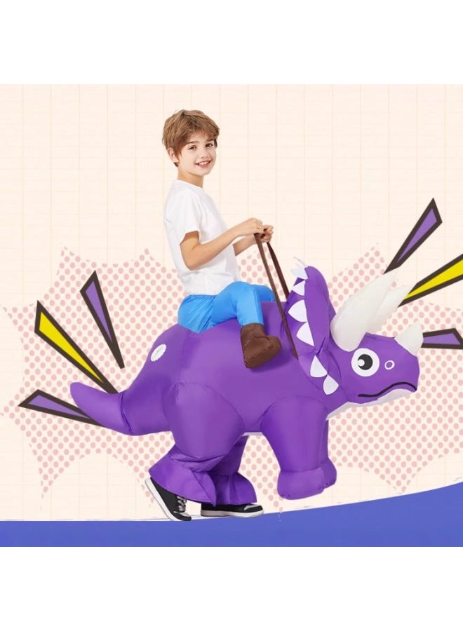 Funny Dress Funny Funny Dress Animal Mount Triceratops Dinosaur Children Inflatable Clothes Year Gift-Color:Purple Triceratops—adult - Image 5