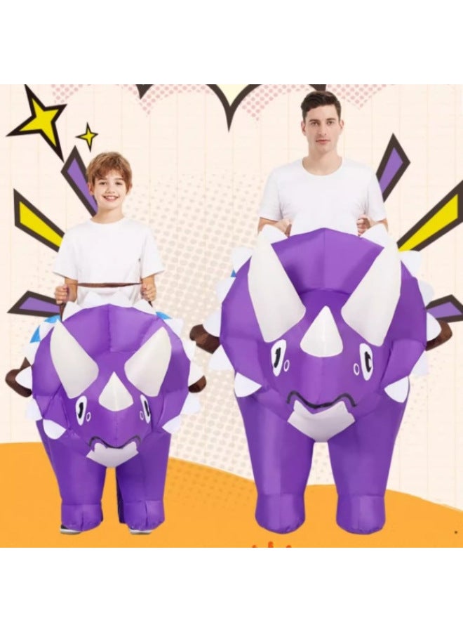Funny Dress Funny Funny Dress Animal Mount Triceratops Dinosaur Children Inflatable Clothes Year Gift-Color:Purple Triceratops—adult - Image 2