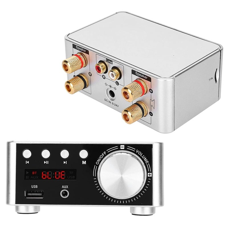 LiebeWH HiFi BT 5.0 Digital Audio Amplifier Board, 50W X 2 Stereo Amplifier with Memory Card Player, Mini for Home Theater AMP System (Silver) - Image 5