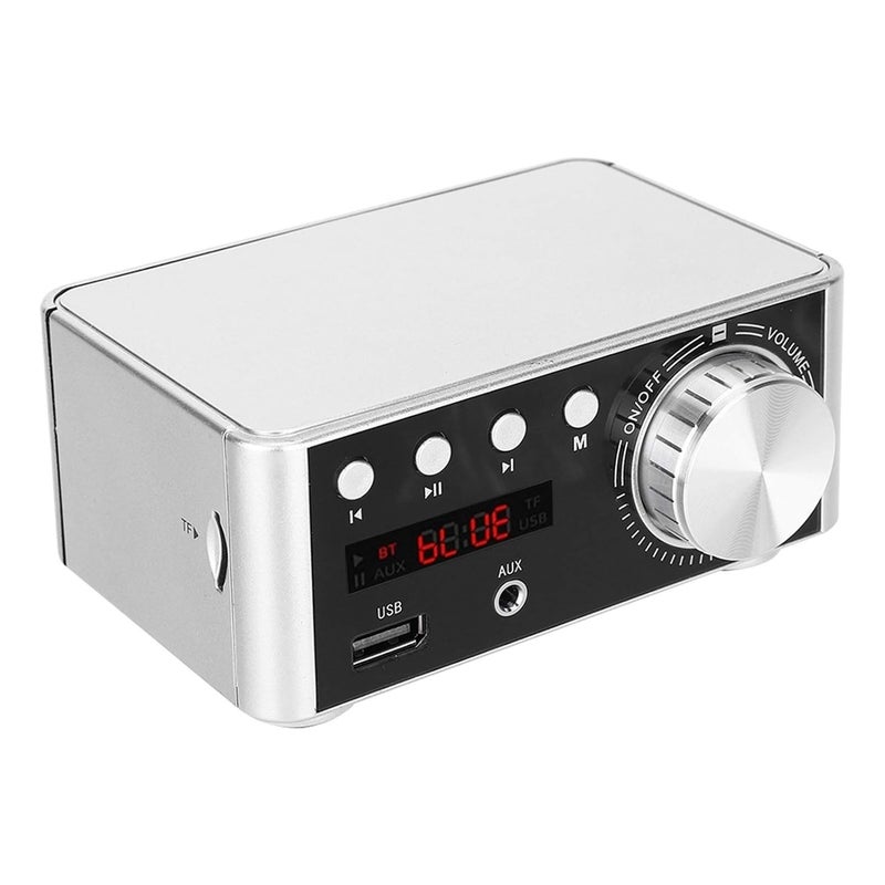 LiebeWH HiFi BT 5.0 Digital Audio Amplifier Board, 50W X 2 Stereo Amplifier with Memory Card Player, Mini for Home Theater AMP System (Silver) - Image 3