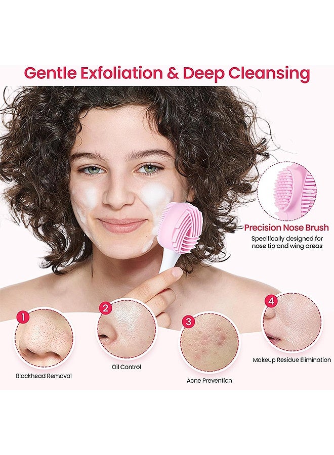 Photon 2 in 1 Double-Sided Facial Cleansing Brushes, 2Pcs Silicone Face Scrubber  Brush, Face Mask Brush for Exfoliating, Removing Blackheads Makeup Skincare Removal - Image 3