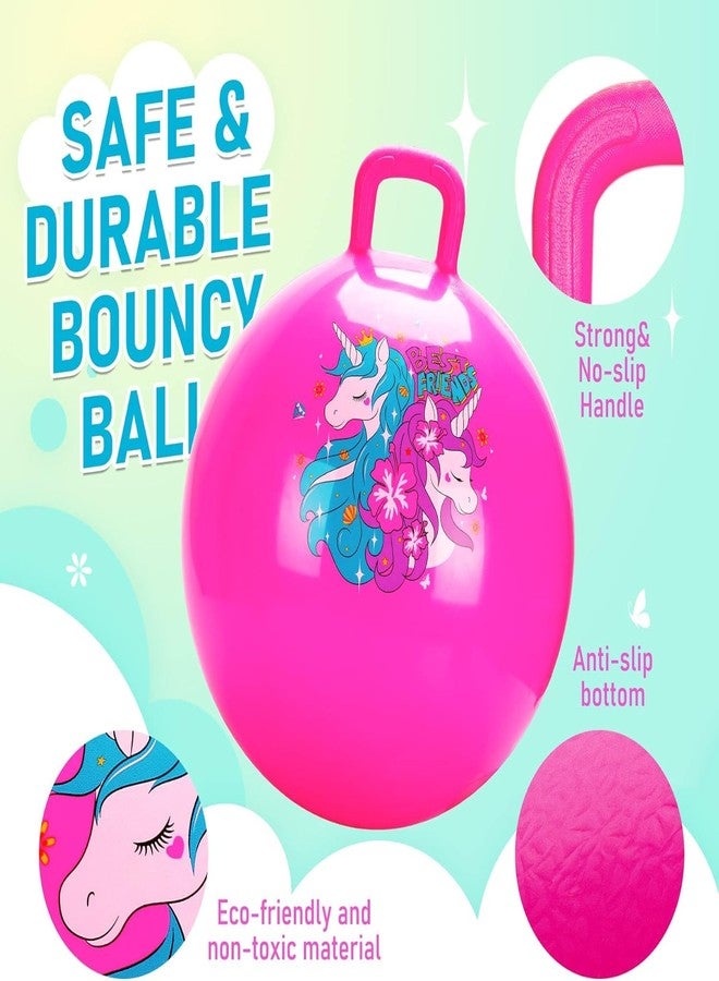 Abhsant Hippity Hopper Ball, Inflatable 65 CM Jump Ball for Kids, Pink Indoor and Outdoor Fun, Durable Heavy Gauge Vinyl, EZ Grip Handle, Promotes Balance-Coordination-Strength - Image 2