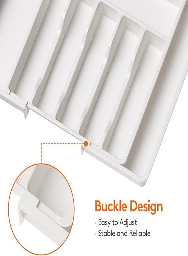 Aroja Expandable Kitchen Drawer Organizer, 8-Slot BPA-Free Plastic Utensil Tray, Adjustable Flatware and Cutlery Holder for Spoons, Forks, and Knives, Kitchen Storage and Organization (White) - Image 3
