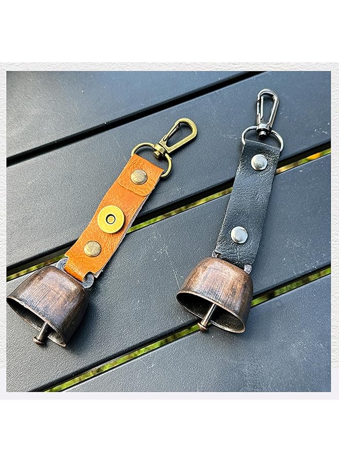 erorex Metal Vintage Mini Cowbell Bells Decorations Key Ring With Bell Versatile Compact And Portable Cowbell Drum For Outdoor Hiking Backpack Pendant Pack Of 2 - Image 3