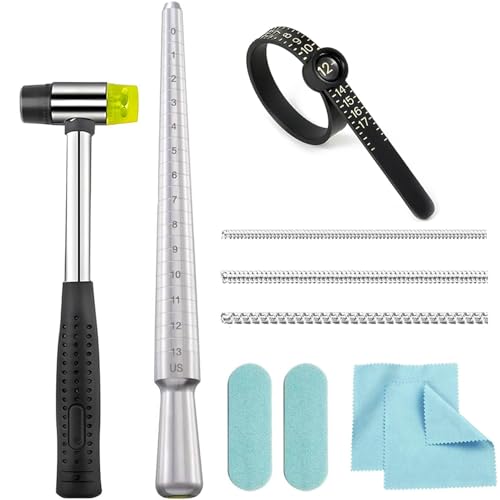 EJOQSON Ring Sizer Measuring Tool Ring Sizing Kit Ring Size Measurer Metal Jewelry Ring Mandrel and Mallet Finger Ring Shaper to Fix Bent Rings Fixer Reshaper Tool (10-Ring Size Shaper Tool) - Image 1