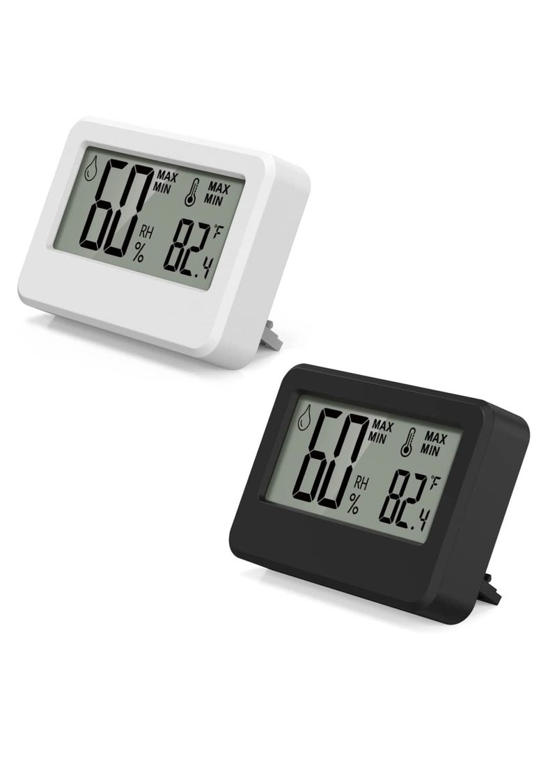 2 PCS Mini Digital Hygrometer and Thermometer,Reptile Thermometer with Magnetic & Tablestand, Indoor Temperature Humidity Meter Gauge for Humidors Greenhouse Garden Cellar Closet Guitar Case Office - Image 1