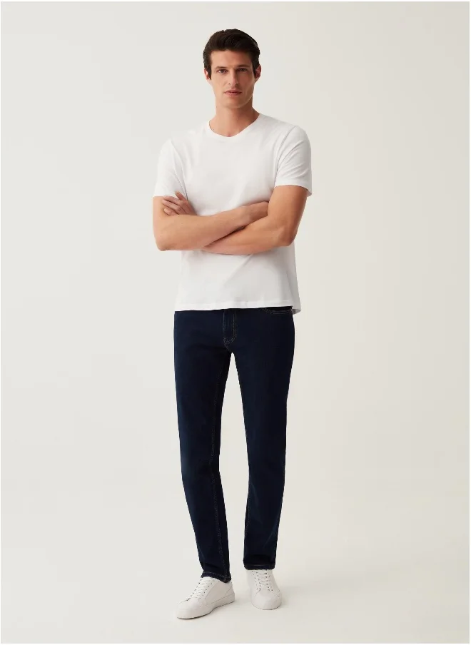 Ovs Slim-fit cross-hatch cotton jeans