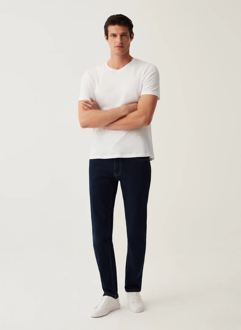 Ovs Slim-fit cross-hatch cotton jeans