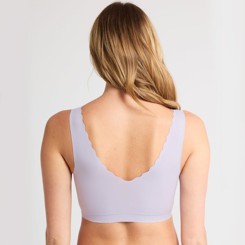 Floatley Cozy Scalloped Bra Comfort Wirefree Full Coverage Seamless Bra with Embedded Pad for Women Size M Pastel Lilac - Image 3