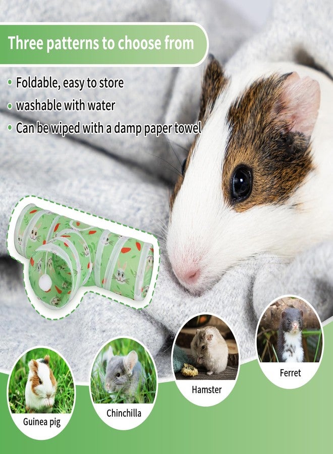 Rypet Guinea Pig Tunnel 3 Way Collapsible Small Pet Tunnels and Tubes with Interactive Ball for Baby Rabbit Ferret Hamster Chinchilla Hedgehog Hiding and Resting-Green - Image 4