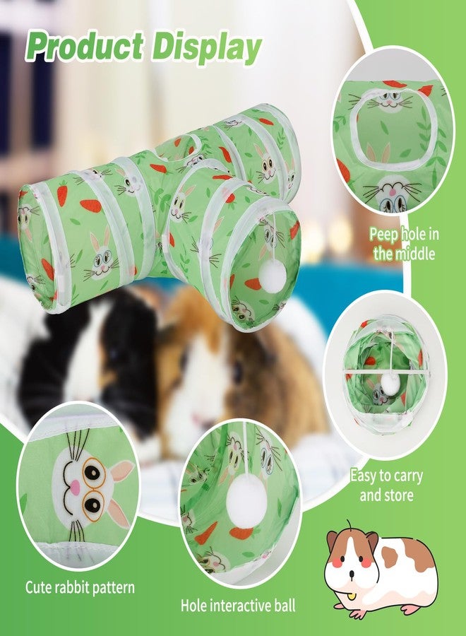 Rypet Guinea Pig Tunnel 3 Way Collapsible Small Pet Tunnels and Tubes with Interactive Ball for Baby Rabbit Ferret Hamster Chinchilla Hedgehog Hiding and Resting-Green - Image 3